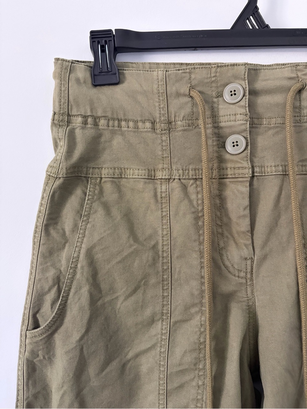 Anthropologie Maeve Utility High Rise Wide Leg Tailored Trousers Olive Green XS - Picture 4 of 12